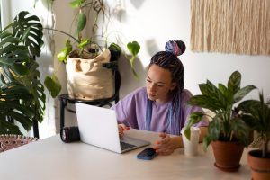 online-based beauty business owner designing their website